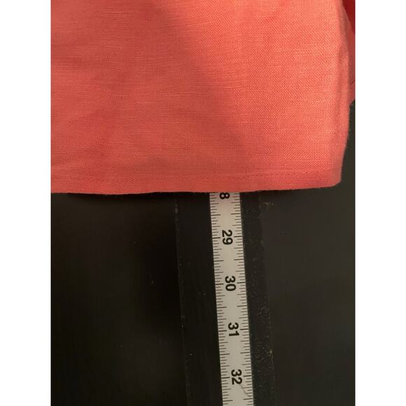 Bob Mackie Wearable Art Womens Top Size 1X Coral Linen Blend Embroidered Artsy - Picture 6 of 7